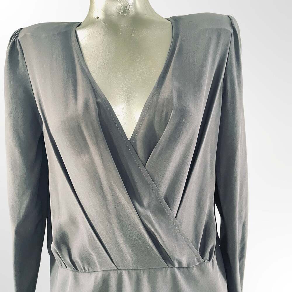 Topshop Boutique Long Sleeve Crossover Silk Dress - Picture 5 of 7